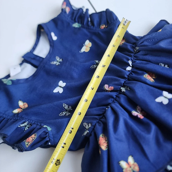 Shein Girls Dress Butterfly Ruffle Sleeve Layered Blue Print Sz 6 years 6Y - Picture 3 of 7